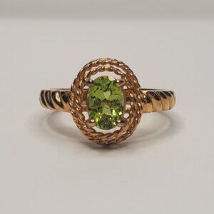 Sterling Silver Peridot Gemstone Ring, Size 7